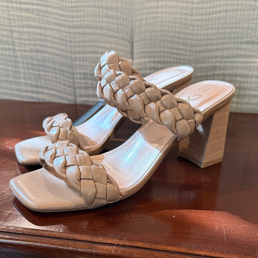 a new day Braided Cream Block Heels